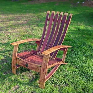 Wine Barrel Adirondack Chair - Wine Barrel Lounge Chair - Patio Furniture - Barrel Furniture - Assembled