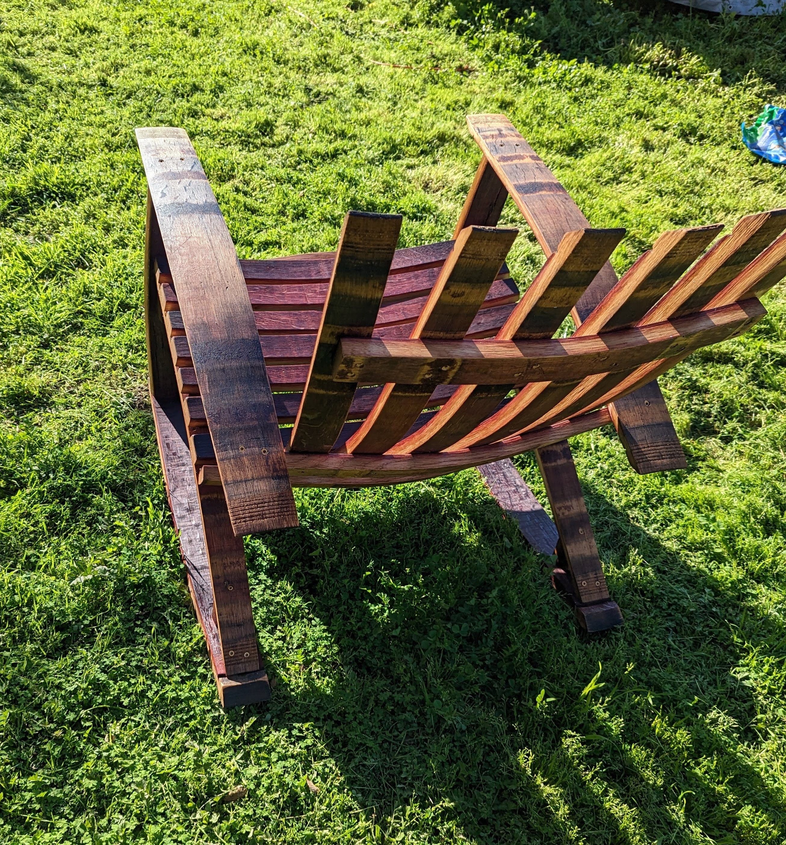 Wine Barrel Rocking Adirondack Chair - Handmade Patio Lounge Furniture ...