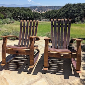 Wine Barrel Rocking Adirondack Chair - Handmade Patio Lounge Furniture - Eco-Friendly Patio Chairs - Wine Lover Gift - Fully Assembled