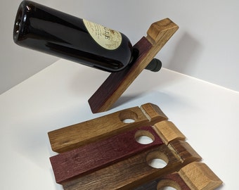 Levitating Wine Bottle Holder / Floating / Magic Bottle / Anti-Gravity / made from reclaimed oak barrel staves / Repurposed Oak