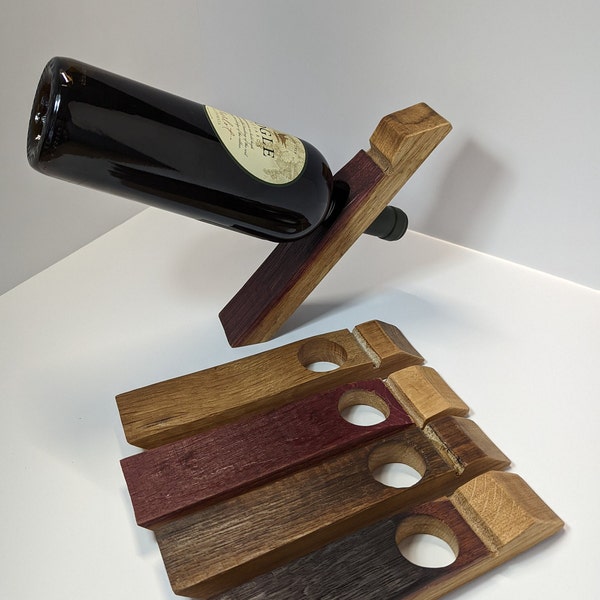 Levitating Wine Bottle Holder / Floating / Magic Bottle / Anti-Gravity / made from reclaimed oak barrel staves / Repurposed Oak / Gift Idea