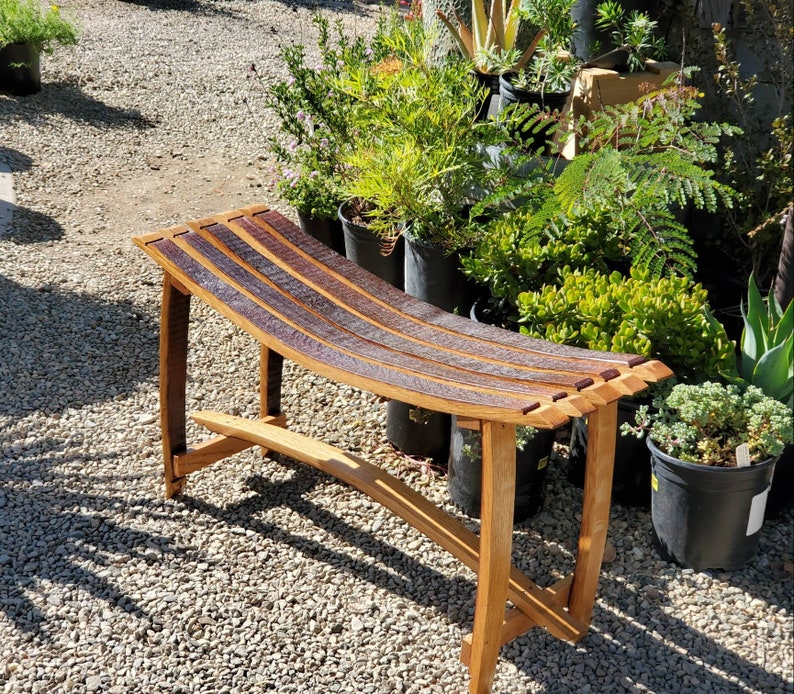 DIY Vintage Oak Wine Barrel Bench Kit Reclaimed Wood Indoor / Outdoor