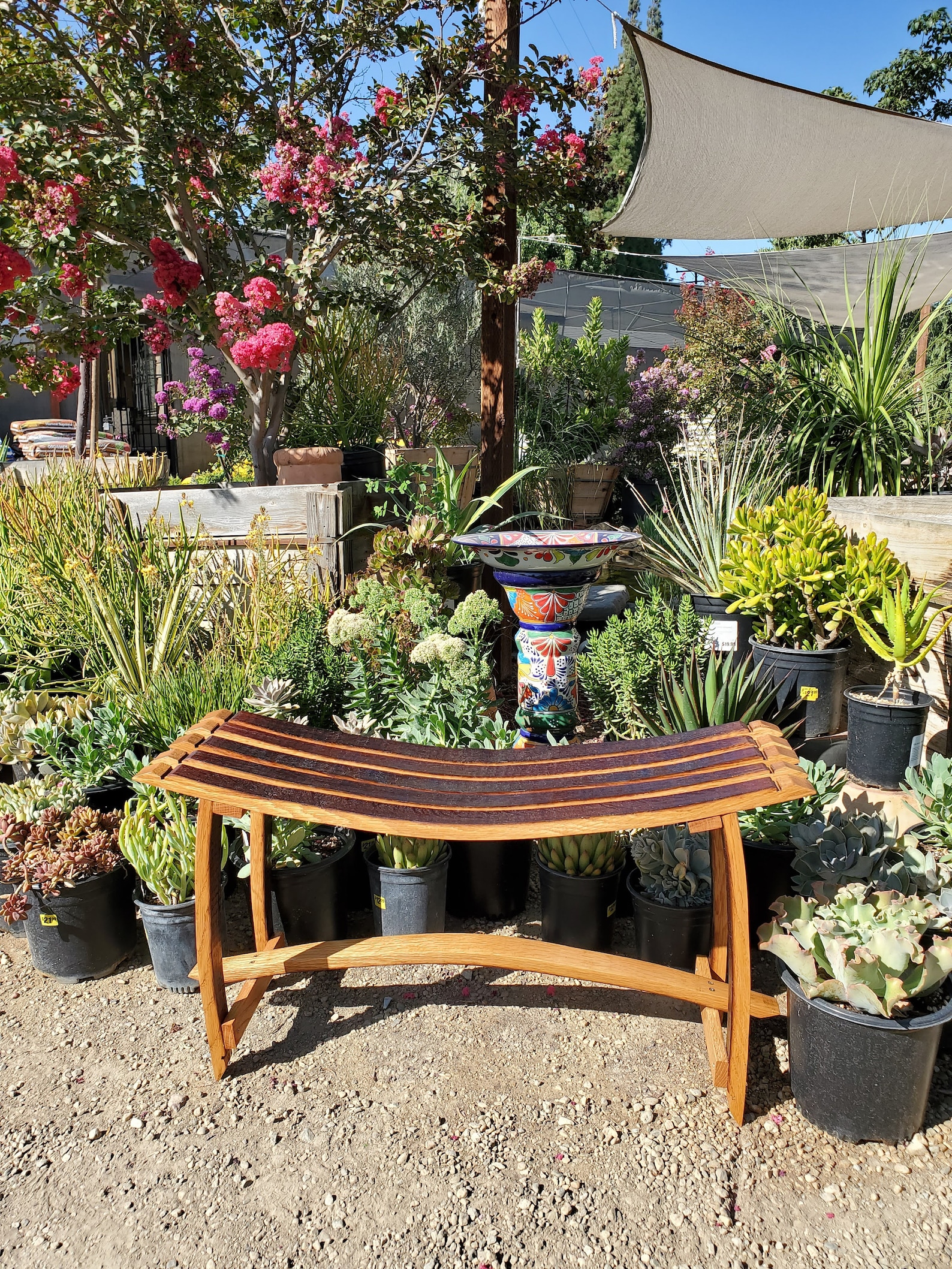 Wine Barrel Bench Made From Oak Barrel Staves Etsy
