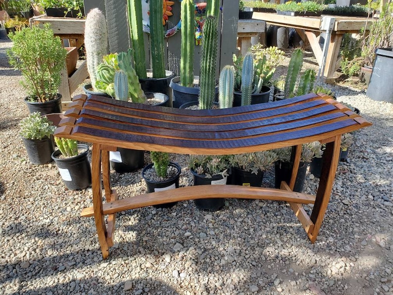 DIY Vintage Oak Wine Barrel Bench Kit Reclaimed Wood Indoor / Outdoor