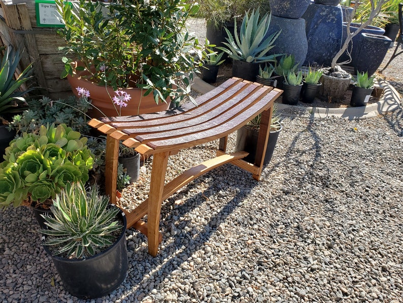 Wine Barrel Bench Made From Oak Barrel Staves Etsy