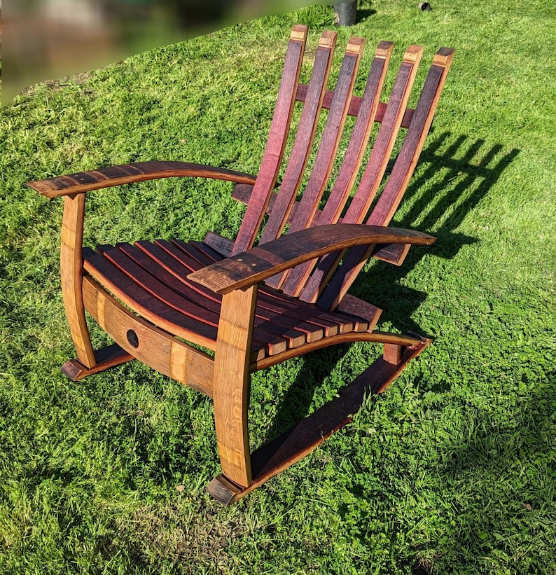 DIY Wine Barrel Rocking Adirondack Chair Kit Lounge Chair Patio Furniture Kit Etsy