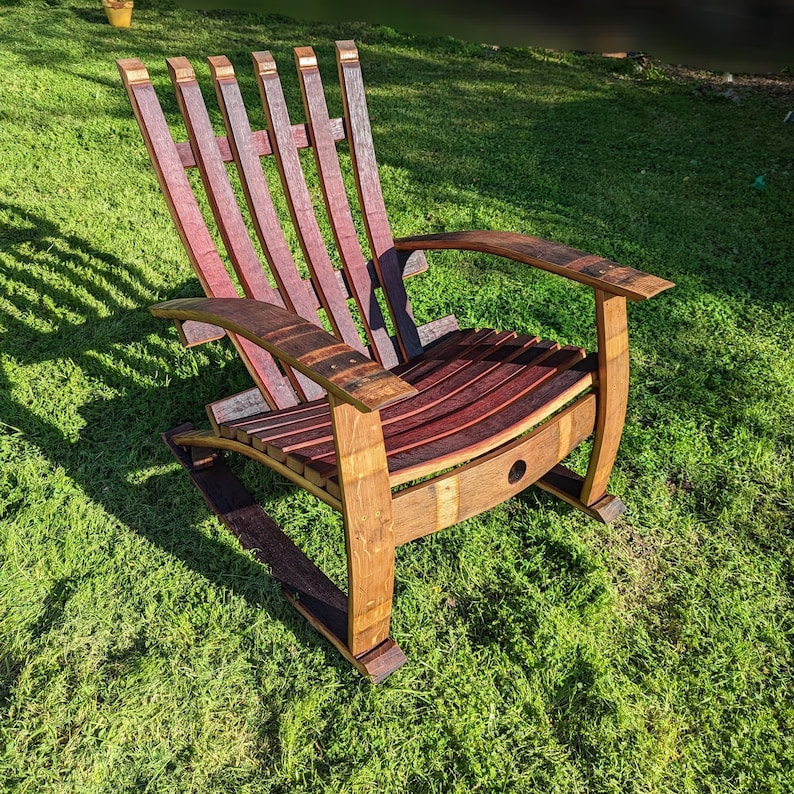 Wine Barrel Rocking Adirondack Chair Lounge Chair Patio Furniture