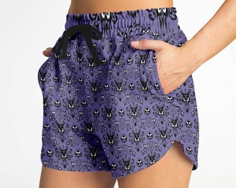 Pantalones cortos deportivos para mujer de la Mansión Encantada / Fondo de pantalla de la Mansión Encantada / Pantalones cortos de Disney / Traje de la Mansión Encantada / Para usar en Disney