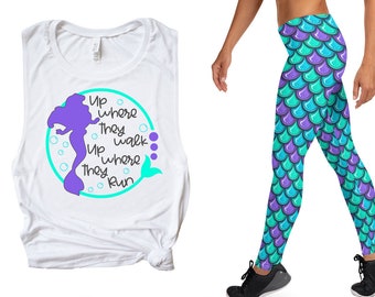 Up Where They Walk Up Where They Run Muscle Tank, Run Disney Tank, Mermaid Shirt, Runing Mermaid Shirt, Ladies’ Muscle Tank