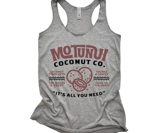Motunui Coco Empresa Camiseta de <br> Entrega Rápida? Moana Camiseta | Camiseta Disney Moana | Use para a Disney | Regata feminina Racerback Kakamora Coconuts
