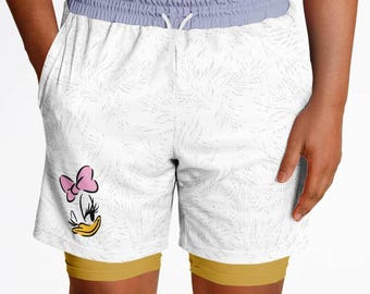 Pantaloncini sportivi da uomo a doppio strato di Paperina / Costume da corsa di Topolino e Minnie / Pantaloncini Disney / Disneybound Bounding / Disney da uomo