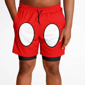 Red mickey mouse shorts mens hotsell