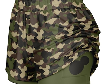 Mickey Mouse Ears Camouflage Double Layer Pocket Shorts | RunDisney Costume | Park Vacation | Disney Outfit for Women