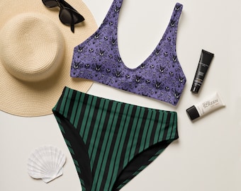 Haunted Mansion Recycelter high-waisted Bikini | Disney Haunted Mansion Wallpaper | Disney Rides Badeanzug