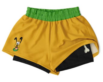 Pantaloncini sportivi da donna a doppio strato di Pluto / Costume da corsa Disney di Topolino e Minnie / Pantaloncini Disney / Indossalo su Disney