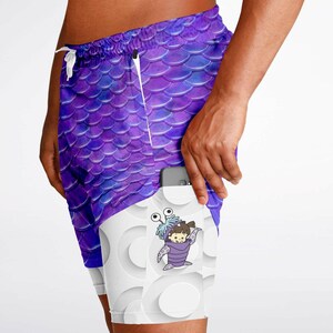 Pantalones cortos deportivos de doble capa Boo Monster para hombre / Monsters Inc / Pantalones cortos de Disney / Disney Bounding / Scare Because We Care / Disney para hombre imagen 5