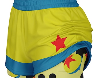 Pantaloncini sportivi da donna a doppio strato Disney Pixar Ball / Run Disney / Pantaloncini Disney / Disney Bound / Pantaloncini comodi / Wear to Disney