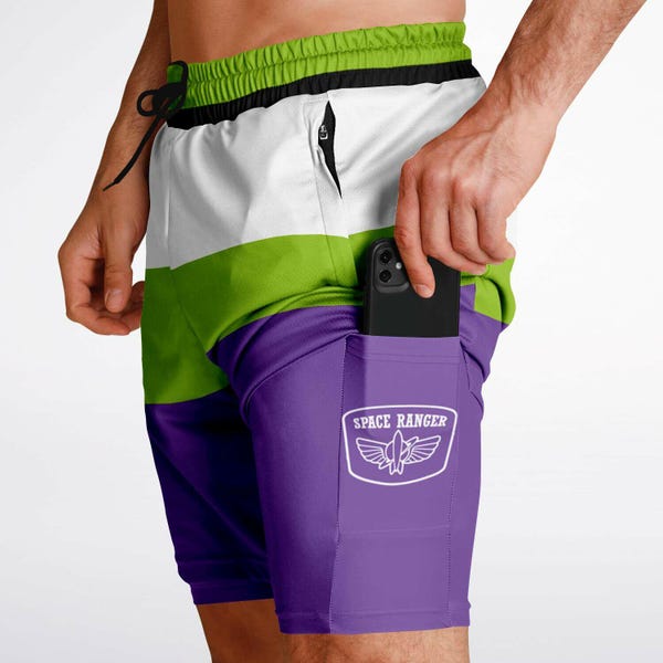 Dubbellaagse Space Ranger-sportshort voor heren | Toy Buzz | Disney-short | Disneygebonden begrenzing | Kleding voor Disney | Disney voor heren