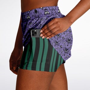 Haunted Mansion Double Layer Women's Athletic Shorts | Haunted Mansion Wallpaper | Disney Shorts | Haunted Mansion Outfit | Wear to Disney