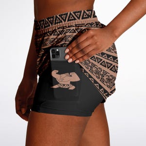 Maui Tattoo Tribal Double Layer Women&#39;s Athletic Shorts | Disney Hawaiian Princess | Moana Shorts | RunDisney Costume | Wear to Disney