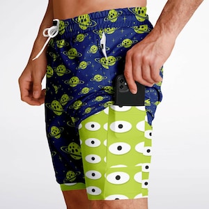 Toy Aliens Double Layer Men's Athletic Shorts | Toy Woody and Buzz | Disney Shorts | Disney Bounding | Run Disney | Men's Disney Story