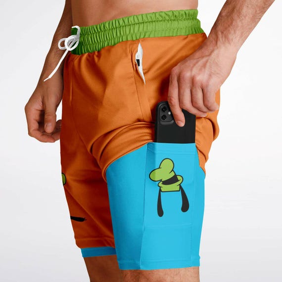 Goofy Double Layer Men's Athletic Shorts | Mickey Minnie Running