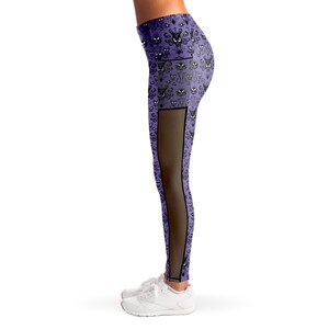 Haunted Mansion Mesh Pocket Leggings Haunted Mansion Wallpaper Disney Leggings Run Disney Wear to Disney Leggings image 4