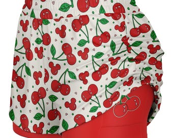 Disney Kirschen Doppelschicht Sportshorts für Damen | Run Disney Sport Shorts | Parka-Outfit | Nach Disney tragen