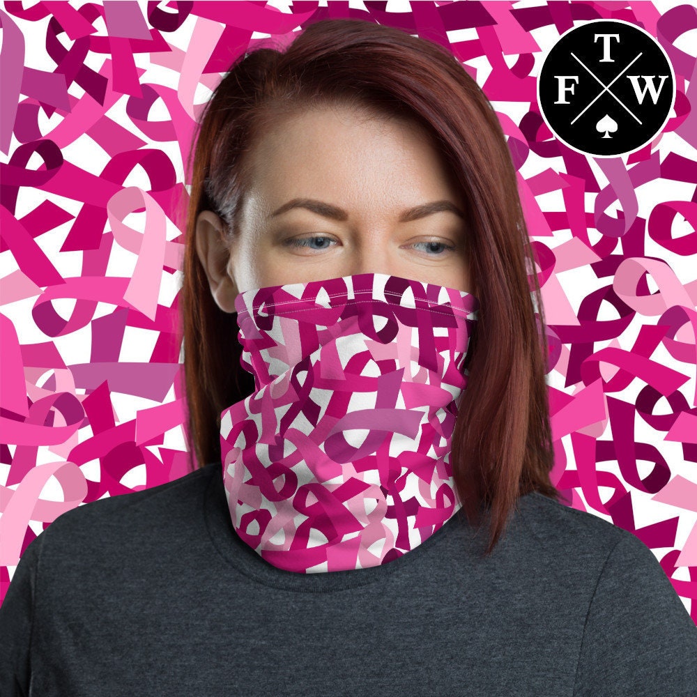 Pink Cancer Ribbon Face Mask Breast Cancer Mask Pink Etsy