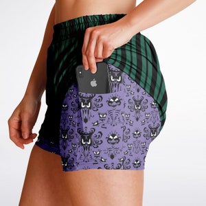 Haunted Mansion Double Layer Women's Athletic Shorts | Haunted Mansion Wallpaper | Disney Shorts | Haunted Mansion Outfit | Wear to Disney