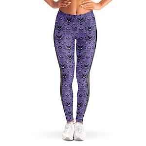 Haunted Mansion Mesh Pocket Leggings Haunted Mansion Wallpaper Disney Leggings Run Disney Wear to Disney Leggings image 3