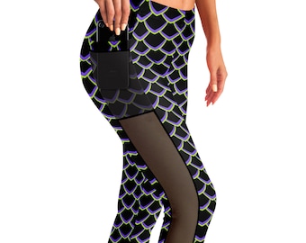 Dragon Scales Mesh Pocket Leggings | Maleficent Leggings | Disney Villains | Disney Leggings | Run Disney | Wear to Disney | Leggings
