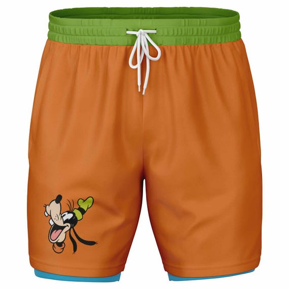 Goofy Double Layer Men's Athletic Shorts | Mickey Minnie Running
