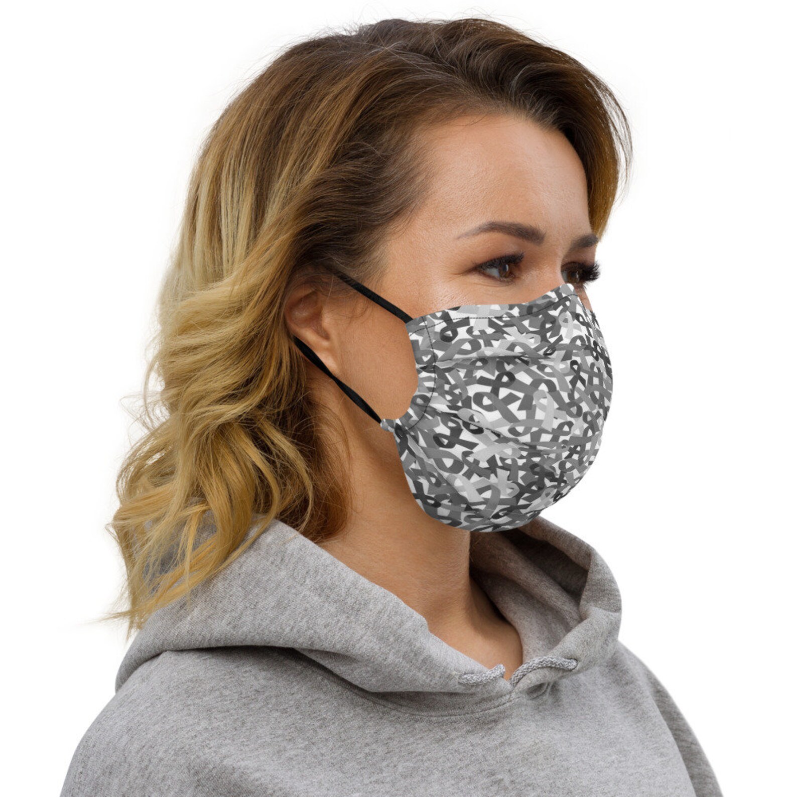 Brain Cancer Awareness Premium Face Mask Grey Ribbon Mask Etsy India
