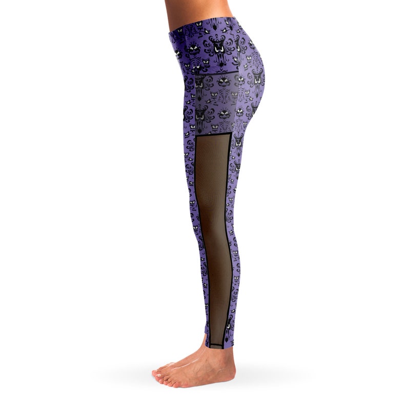 Haunted Mansion Mesh Pocket Leggings Haunted Mansion Wallpaper Disney Leggings Run Disney Wear to Disney Leggings image 9