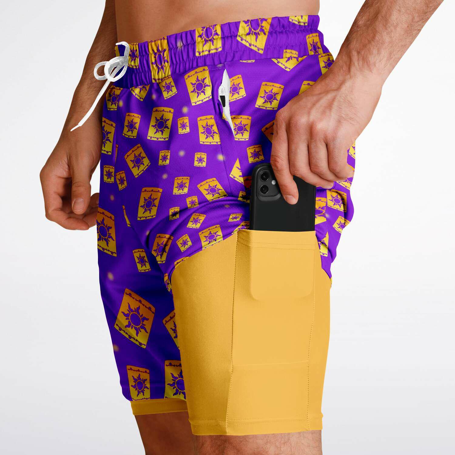 Tangled Lanterns Double Layer Men's Athletic Shorts | Rapunzel