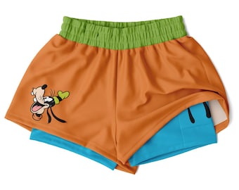 Pantaloncini sportivi da donna a doppio strato di Pippo / Costume da corsa Disney di Topolino e Minnie / Pantaloncini Disney / Indossali con Disney