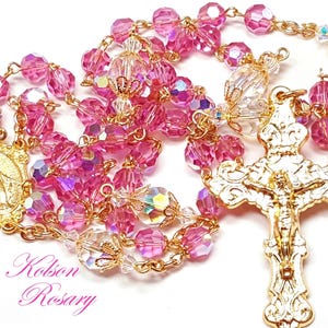 Pink Swarovski Crystal Rosary  + Catholic Rosary | Spring Summer Wedding Ideas