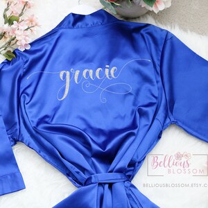 Bridal Party Satin Robes, Bridesmaid Robes, Glitter Robes, Wedding Gift, Personalized Robes, Bride Robe, Bridesmaid Gifts, Royal Satin Robe