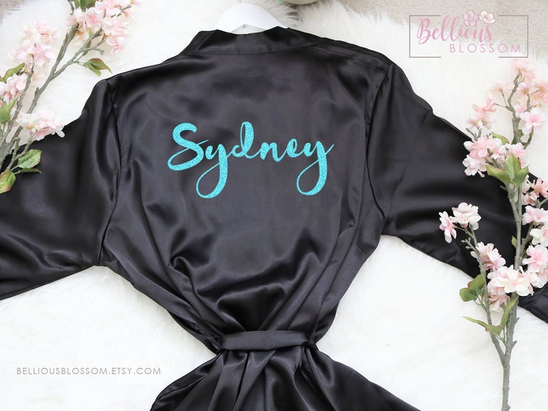 Personalized Satin Robes Bridesmaid Robes Glitter Robes Etsy