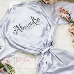 Bridal Party Satin Robes, Bridesmaid Robes, Glitter Robes, Wedding Gift, Personalized Robes, Bride Robe, Bridesmaid Gifts, Silver Robe