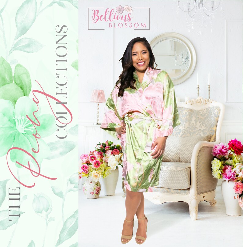 Personalized Satin Silk Floral Robes Bridesmaid Robes Wedding Etsy