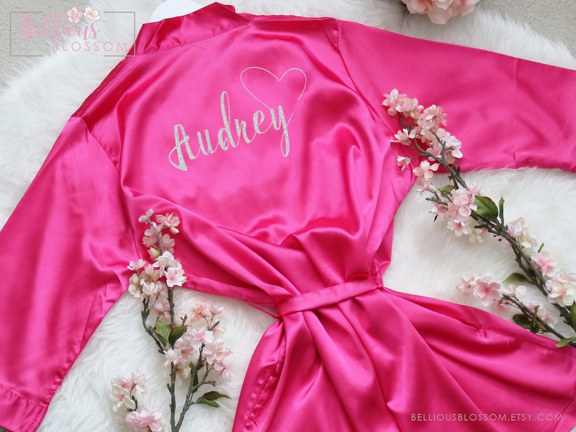 Personalized Satin Robes Bridesmaid Robes Glitter Robes - Etsy