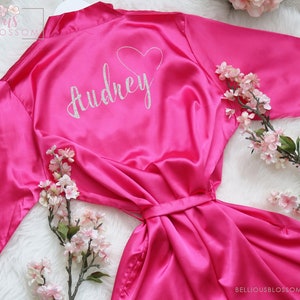 Personalized Satin Robes Bridesmaid Robes, Glitter Robes, Wedding Gift, Bridal Party Robes, Bride Robe, Bridesmaid Gifts, Hot Pink Robe