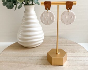 Hygge Dangle Earrings | Ivory | Wood Top