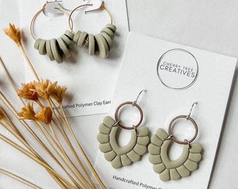 Harper Hoop Beaded Earrings | Sage Green