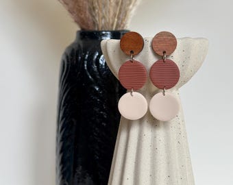 Jovie Earrings | Rust | Wood | Polymer Clay | Jewelry