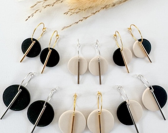 Parker Dangle Earrings | Black | Ivory | Polymer Clay Jewelry