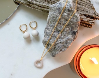 Louise Dangle Earrings | Ivory | Polymer Clay Jewelry