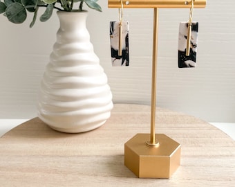 Granite Slab Dangle Earrings | Gold